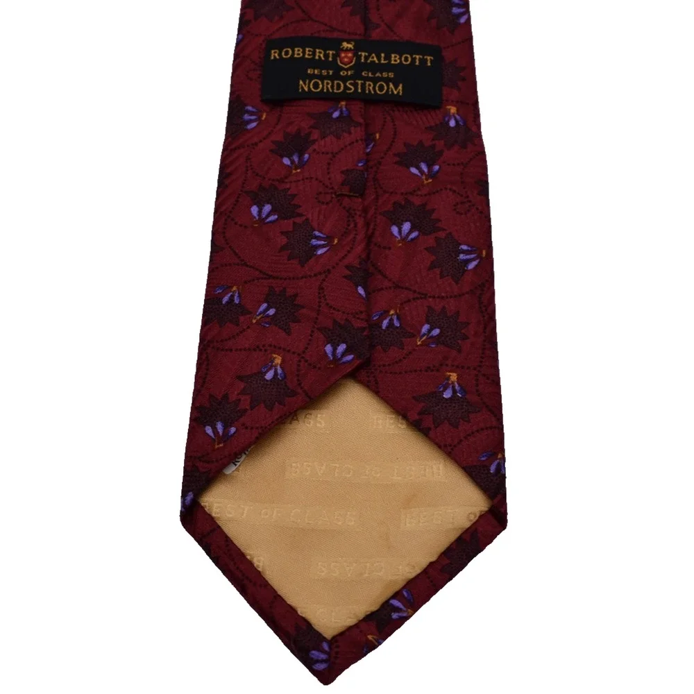 ROBERT TALBOTT Silk Necktie Neck Tie Red Floral Best Of Class 57.5” X 4” USA